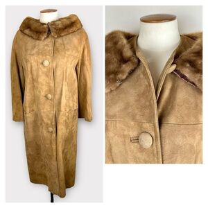 60s Ultra Suede Coat with Mink Fur Collar